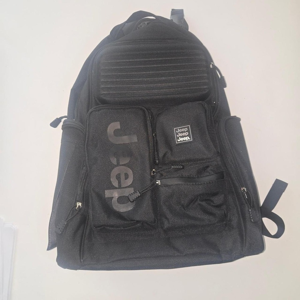 Jeep Black Multi-Pocket Tactical Backpack Hardshell Utility Travel Bag Mens